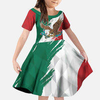 Eagle Devouring Snake Mexican Emblem Personalized Family Matching Off Shoulder Maxi Dress and Hawaiian Shirt Grunge Flag Style