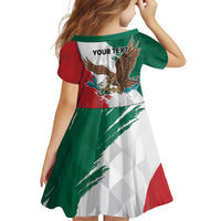 Eagle Devouring Snake Mexican Emblem Personalized Family Matching Off Shoulder Short Dress and Hawaiian Shirt Grunge Flag Style