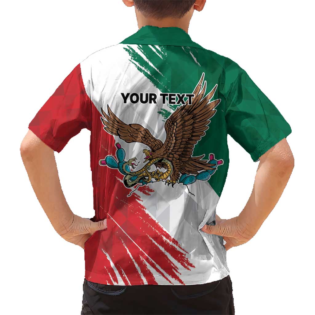 Eagle Devouring Snake Mexican Emblem Personalized Family Matching Short Sleeve Bodycon Dress and Hawaiian Shirt Grunge Flag Style