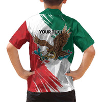 Eagle Devouring Snake Mexican Emblem Personalized Family Matching Short Sleeve Bodycon Dress and Hawaiian Shirt Grunge Flag Style