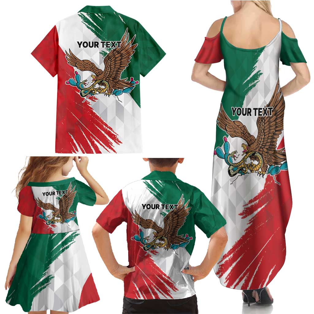 Eagle Devouring Snake Mexican Emblem Personalized Family Matching Summer Maxi Dress and Hawaiian Shirt Grunge Flag Style