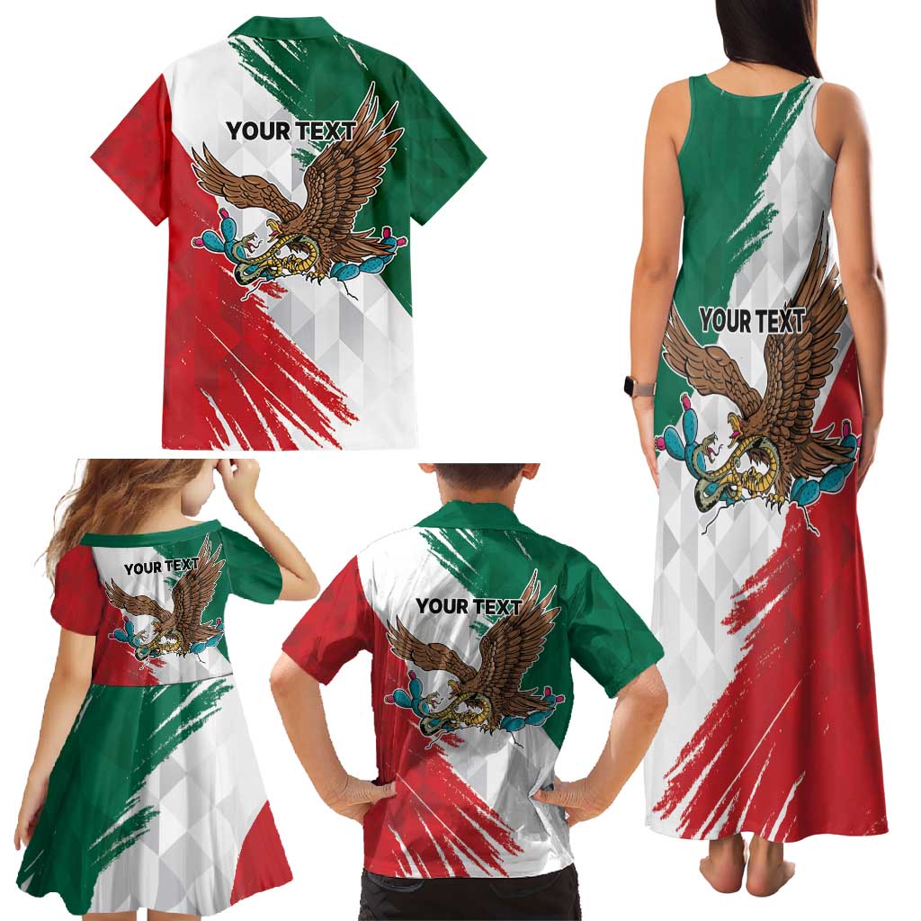Eagle Devouring Snake Mexican Emblem Personalized Family Matching Tank Maxi Dress and Hawaiian Shirt Grunge Flag Style