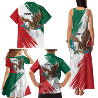 Eagle Devouring Snake Mexican Emblem Personalized Family Matching Tank Maxi Dress and Hawaiian Shirt Grunge Flag Style
