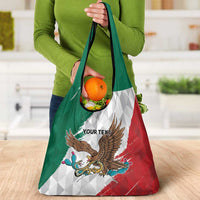 Eagle Devouring Snake Mexican Emblem Personalized Grocery Bag Grunge Flag Style