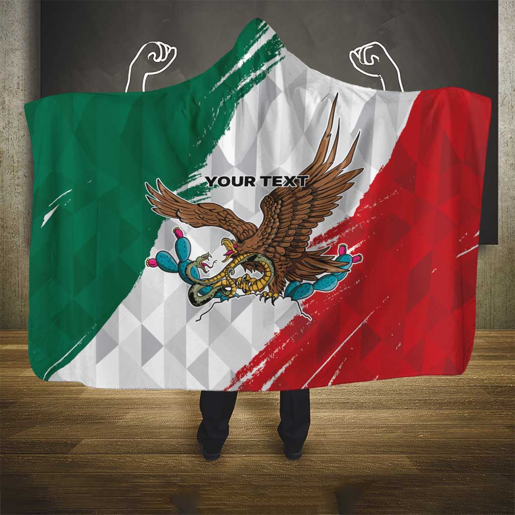 Eagle Devouring Snake Mexican Emblem Personalized Hooded Blanket Grunge Flag Style