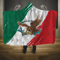 Eagle Devouring Snake Mexican Emblem Personalized Hooded Blanket Grunge Flag Style