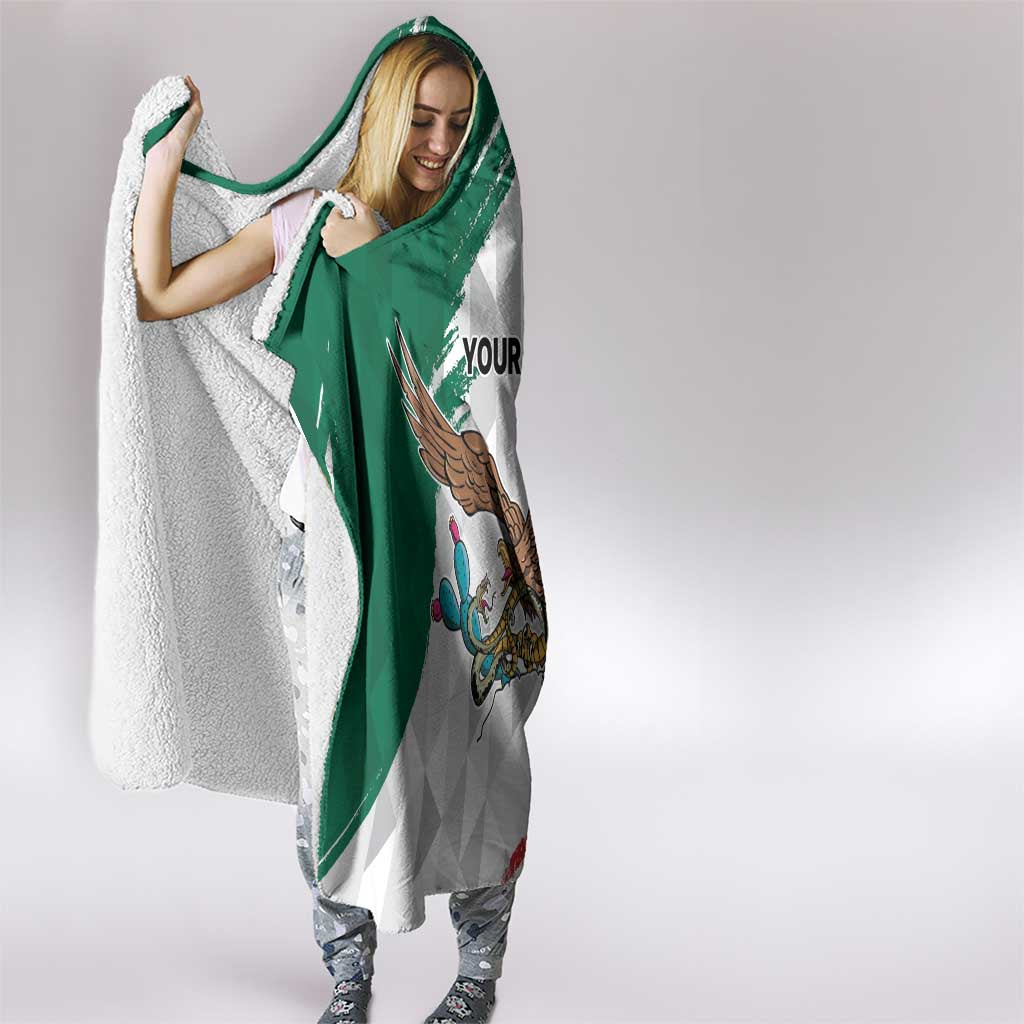 Eagle Devouring Snake Mexican Emblem Personalized Hooded Blanket Grunge Flag Style