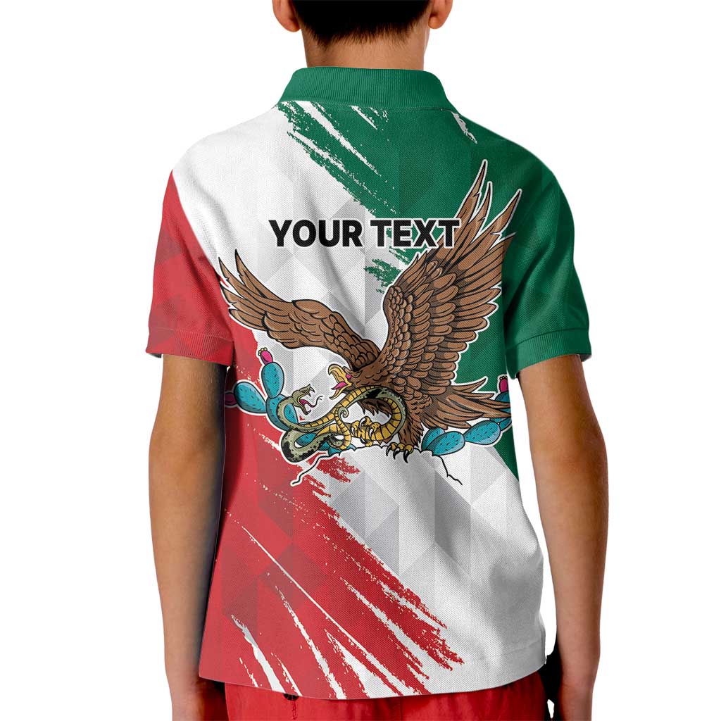 Eagle Devouring Snake Mexican Emblem Personalized Kid Polo Shirt Grunge Flag Style