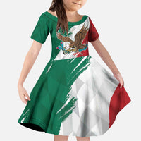 Eagle Devouring Snake Mexican Emblem Personalized Kid Short Sleeve Dress Grunge Flag Style
