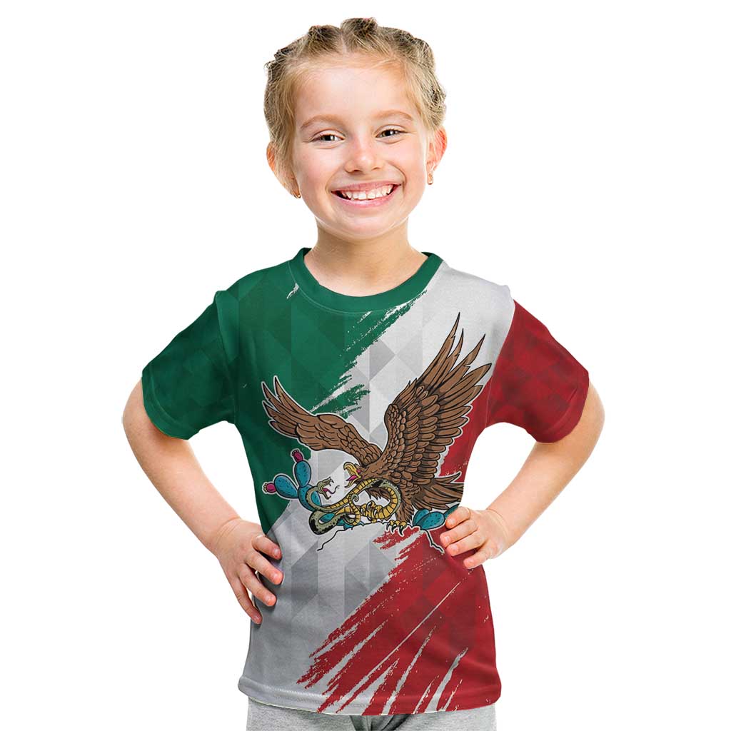 Eagle Devouring Snake Mexican Emblem Personalized Kid T Shirt Grunge Flag Style