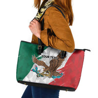 Eagle Devouring Snake Mexican Emblem Personalized Leather Tote Bag Grunge Flag Style