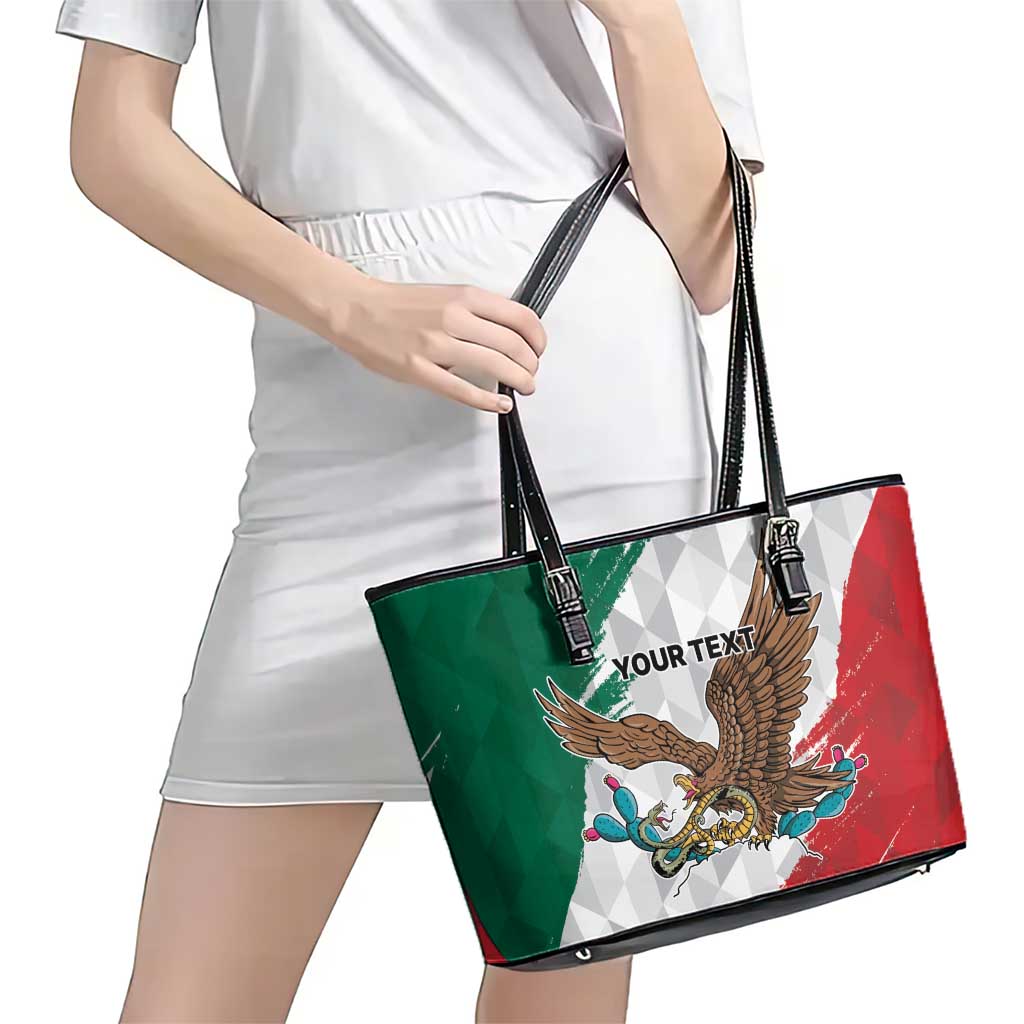 Eagle Devouring Snake Mexican Emblem Personalized Leather Tote Bag Grunge Flag Style