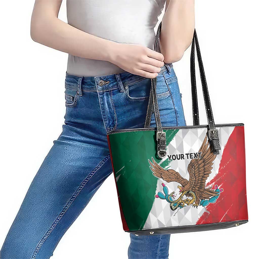 Eagle Devouring Snake Mexican Emblem Personalized Leather Tote Bag Grunge Flag Style