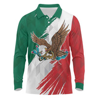Eagle Devouring Snake Mexican Emblem Personalized Long Sleeve Polo Shirt Grunge Flag Style