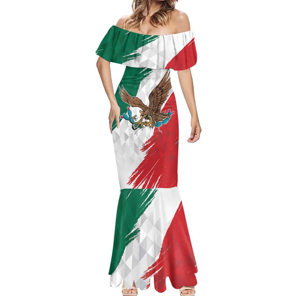 Eagle Devouring Snake Mexican Emblem Personalized Mermaid Dress Grunge Flag Style