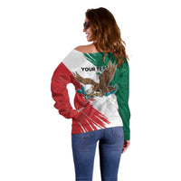 Eagle Devouring Snake Mexican Emblem Personalized Off Shoulder Sweater Grunge Flag Style