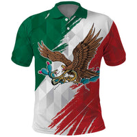 Eagle Devouring Snake Mexican Emblem Personalized Polo Shirt Grunge Flag Style