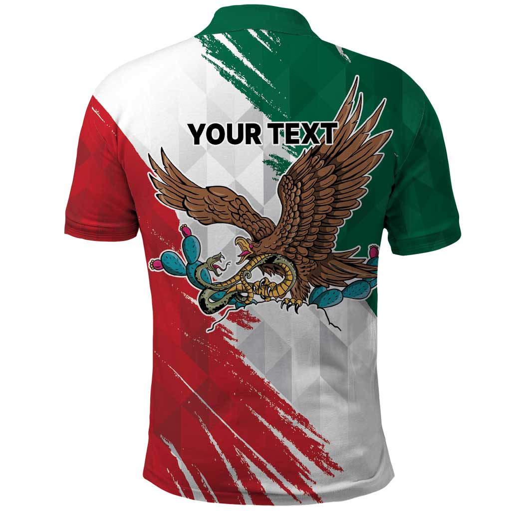 Eagle Devouring Snake Mexican Emblem Personalized Polo Shirt Grunge Flag Style