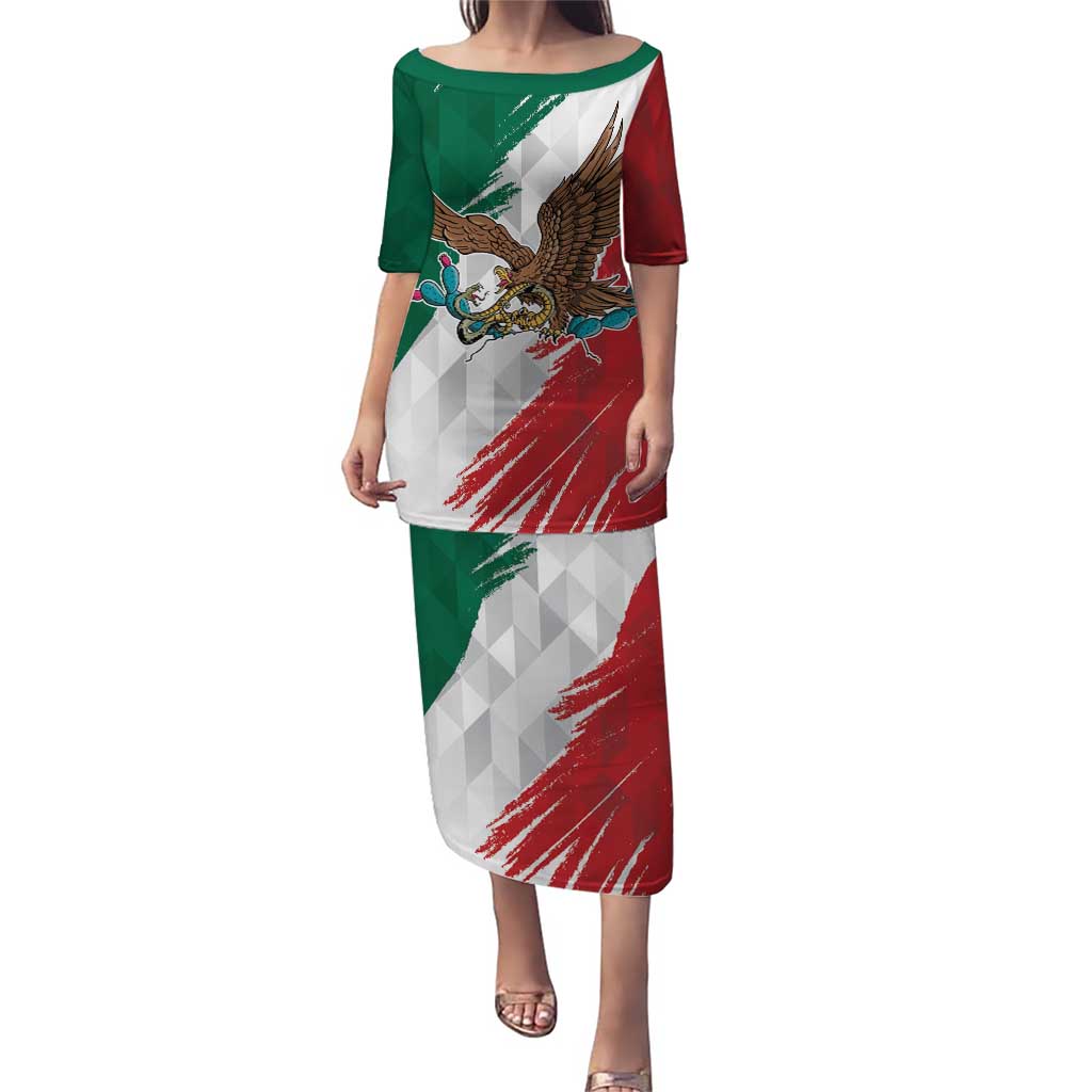 Eagle Devouring Snake Mexican Emblem Personalized Puletasi Grunge Flag Style