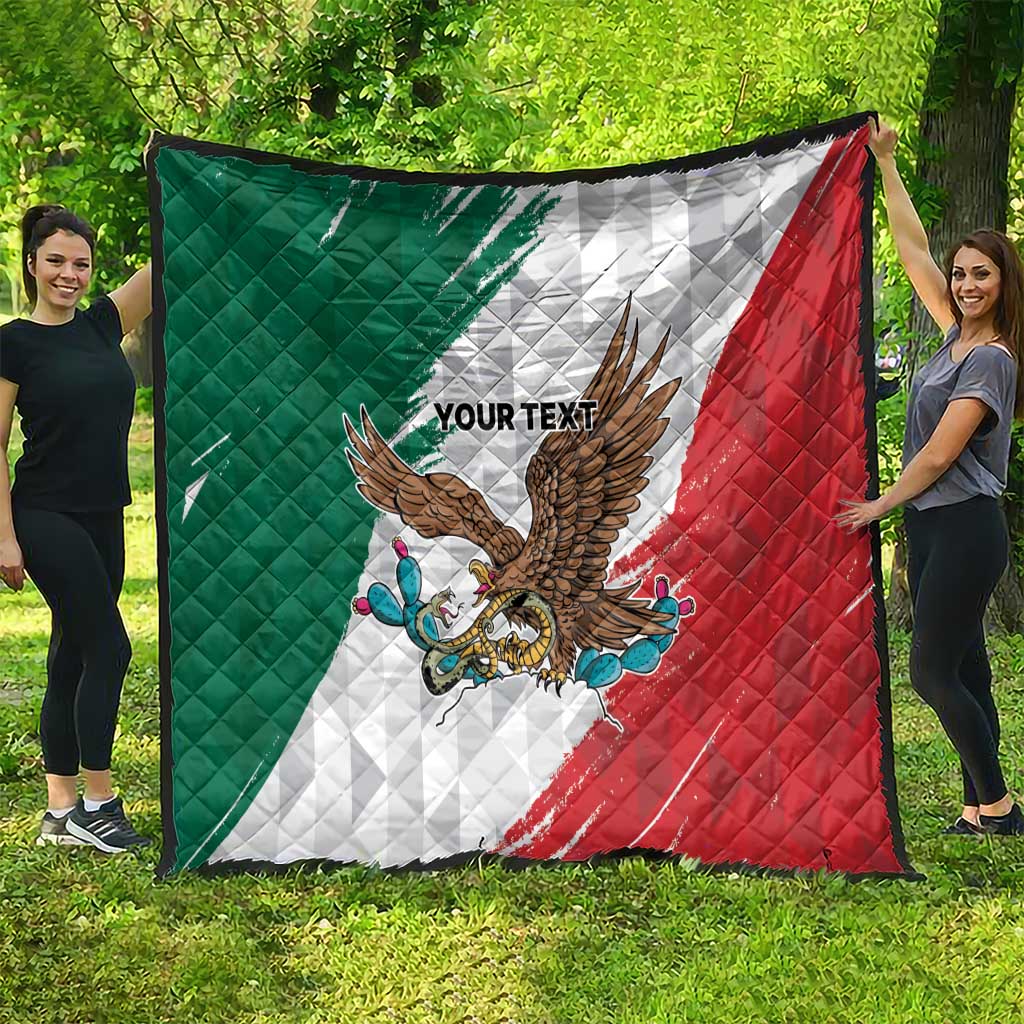 Eagle Devouring Snake Mexican Emblem Personalized Quilt Grunge Flag Style