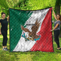 Eagle Devouring Snake Mexican Emblem Personalized Quilt Grunge Flag Style