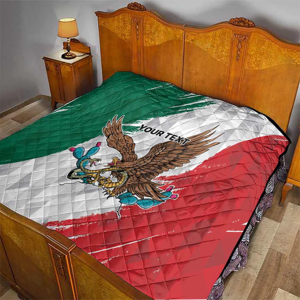 Eagle Devouring Snake Mexican Emblem Personalized Quilt Grunge Flag Style