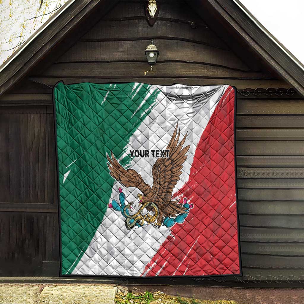 Eagle Devouring Snake Mexican Emblem Personalized Quilt Grunge Flag Style