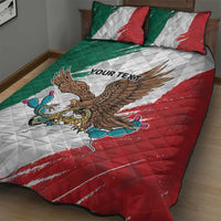 Eagle Devouring Snake Mexican Emblem Personalized Quilt Bed Set Grunge Flag Style