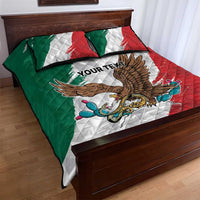 Eagle Devouring Snake Mexican Emblem Personalized Quilt Bed Set Grunge Flag Style