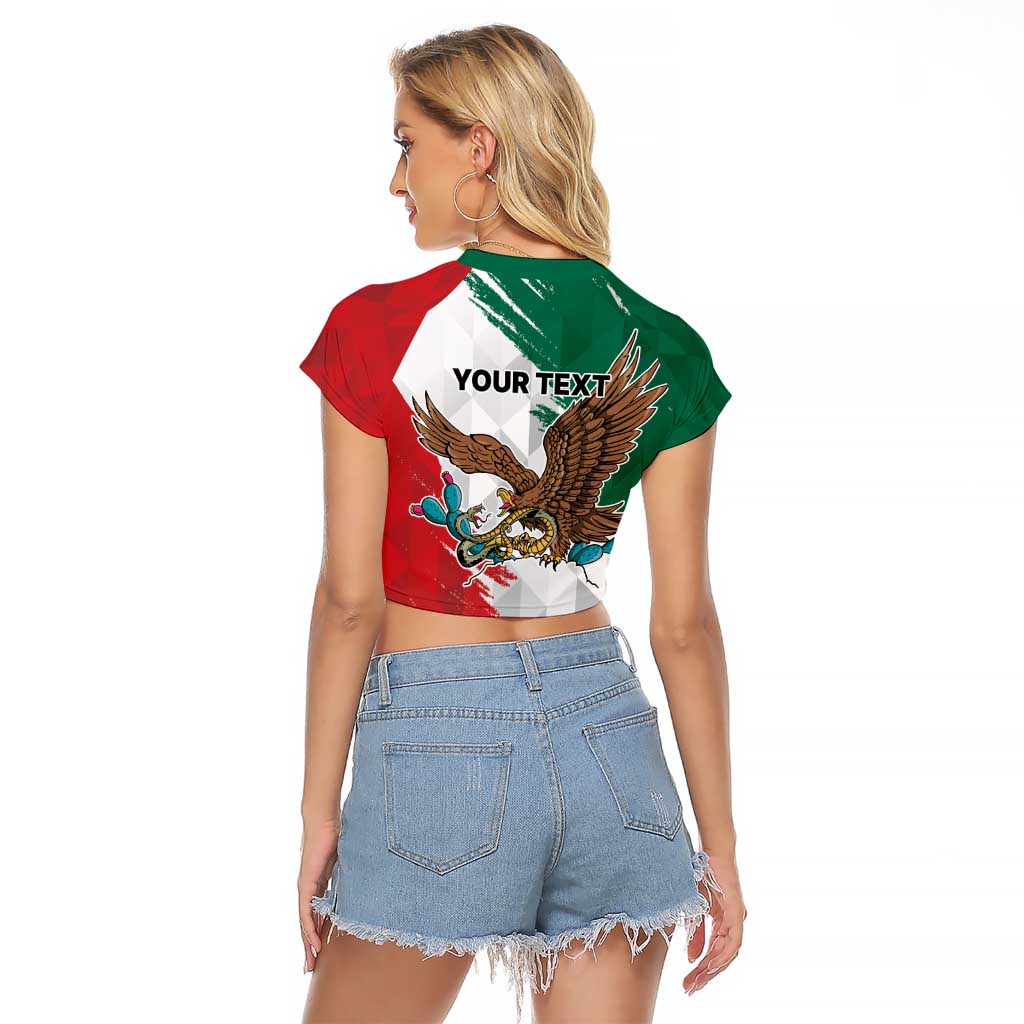 Eagle Devouring Snake Mexican Emblem Personalized Raglan Cropped T Shirt Grunge Flag Style