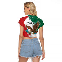 Eagle Devouring Snake Mexican Emblem Personalized Raglan Cropped T Shirt Grunge Flag Style