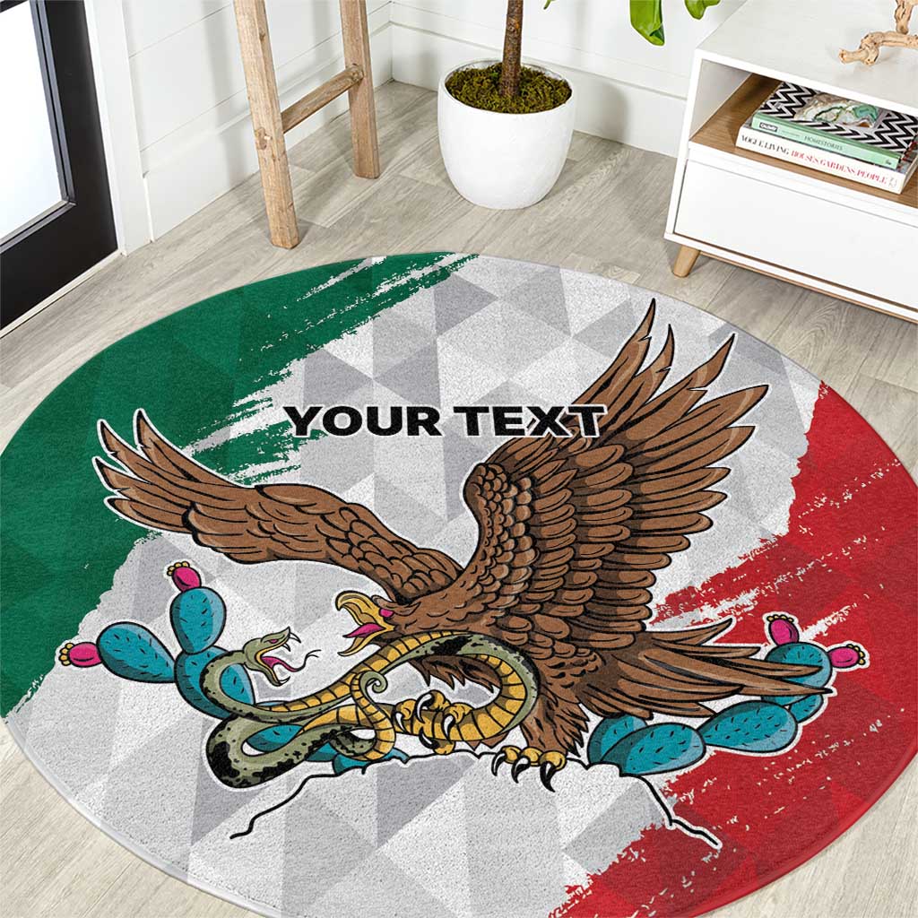 Eagle Devouring Snake Mexican Emblem Personalized Round Carpet Grunge Flag Style