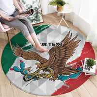 Eagle Devouring Snake Mexican Emblem Personalized Round Carpet Grunge Flag Style