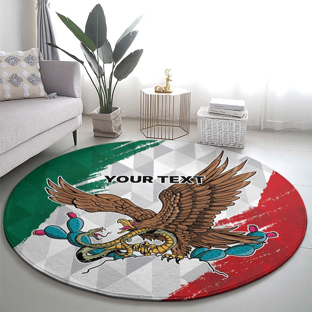 Eagle Devouring Snake Mexican Emblem Personalized Round Carpet Grunge Flag Style