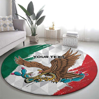 Eagle Devouring Snake Mexican Emblem Personalized Round Carpet Grunge Flag Style