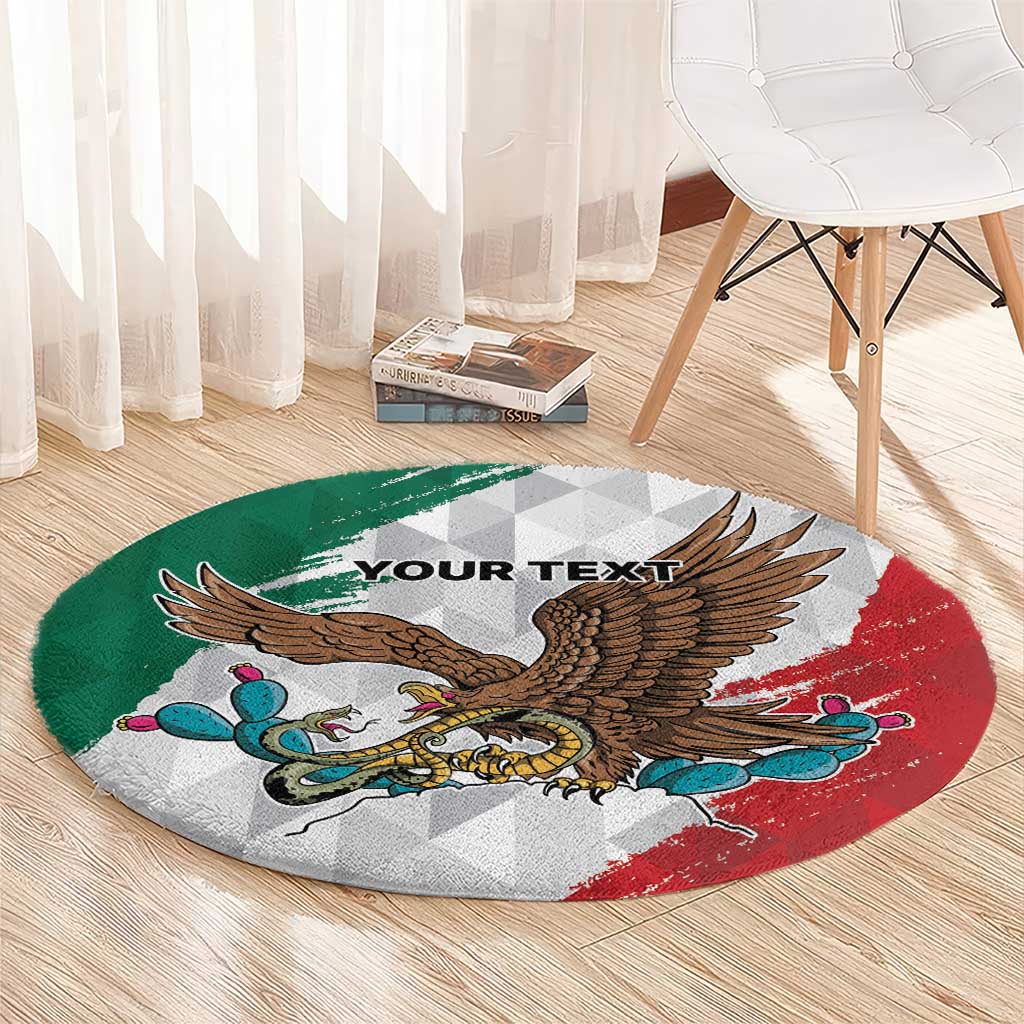 Eagle Devouring Snake Mexican Emblem Personalized Round Carpet Grunge Flag Style