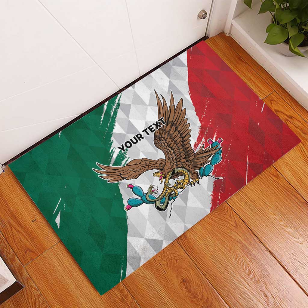 Eagle Devouring Snake Mexican Emblem Personalized Rubber Doormat Grunge Flag Style