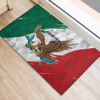 Eagle Devouring Snake Mexican Emblem Personalized Rubber Doormat Grunge Flag Style