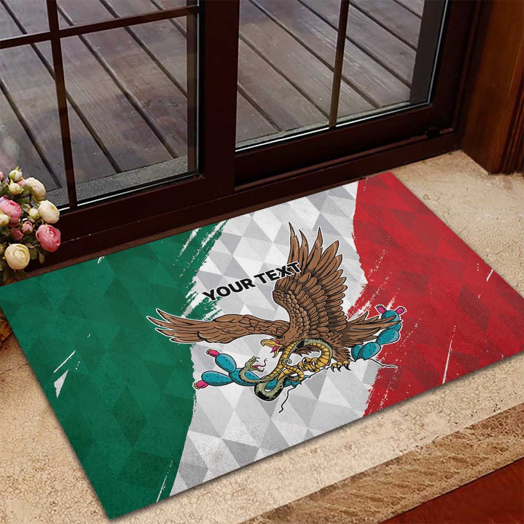 Eagle Devouring Snake Mexican Emblem Personalized Rubber Doormat Grunge Flag Style