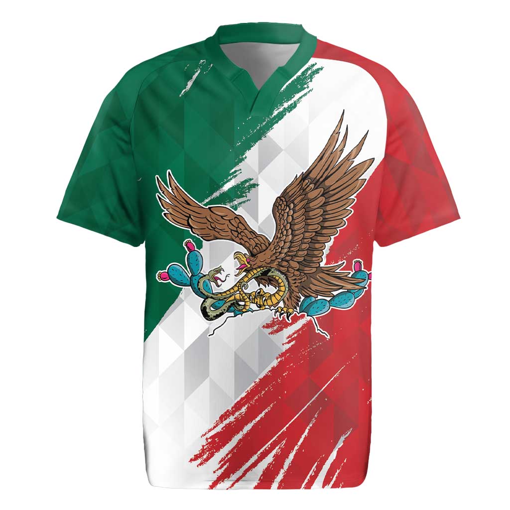 Eagle Devouring Snake Mexican Emblem Personalized Rugby Jersey Grunge Flag Style