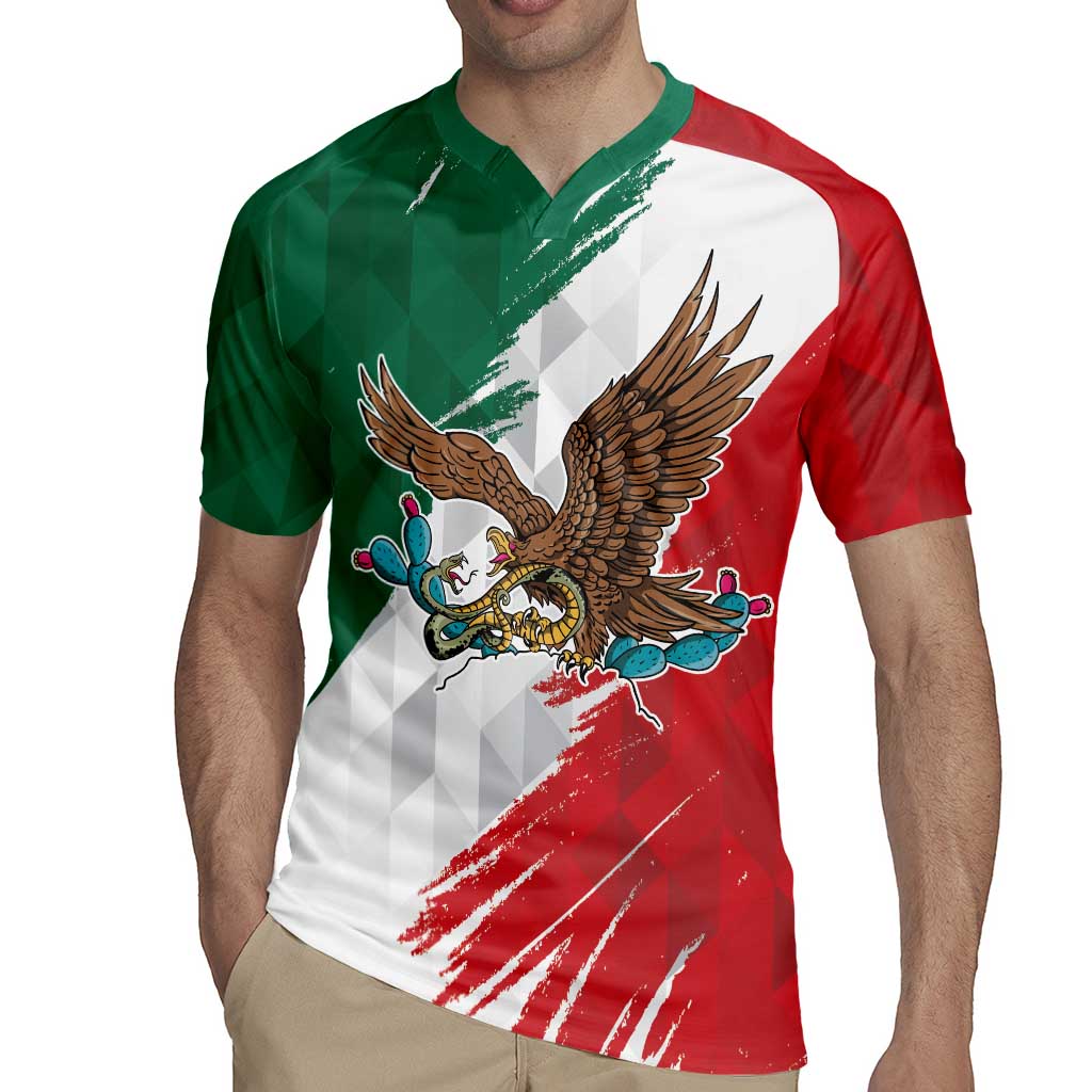 Eagle Devouring Snake Mexican Emblem Personalized Rugby Jersey Grunge Flag Style