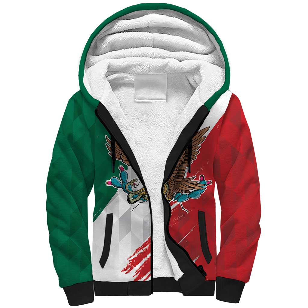Eagle Devouring Snake Mexican Emblem Personalized Sherpa Hoodie Grunge Flag Style