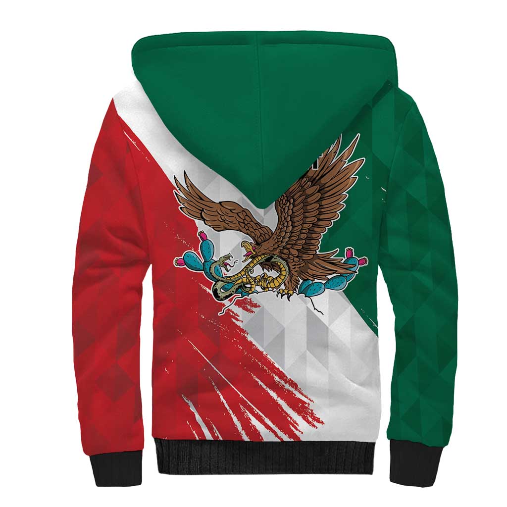 Eagle Devouring Snake Mexican Emblem Personalized Sherpa Hoodie Grunge Flag Style