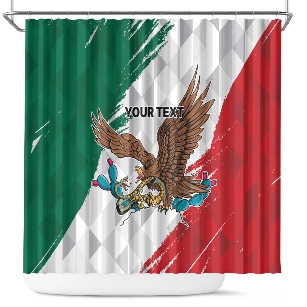 Eagle Devouring Snake Mexican Emblem Personalized Shower Curtain Grunge Flag Style