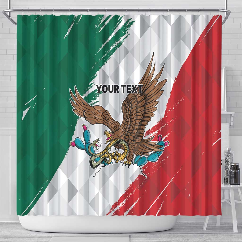 Eagle Devouring Snake Mexican Emblem Personalized Shower Curtain Grunge Flag Style
