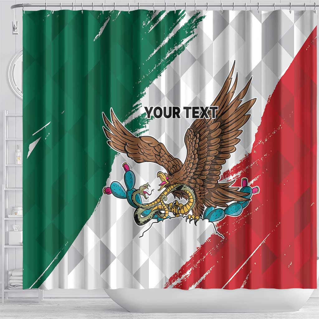 Eagle Devouring Snake Mexican Emblem Personalized Shower Curtain Grunge Flag Style