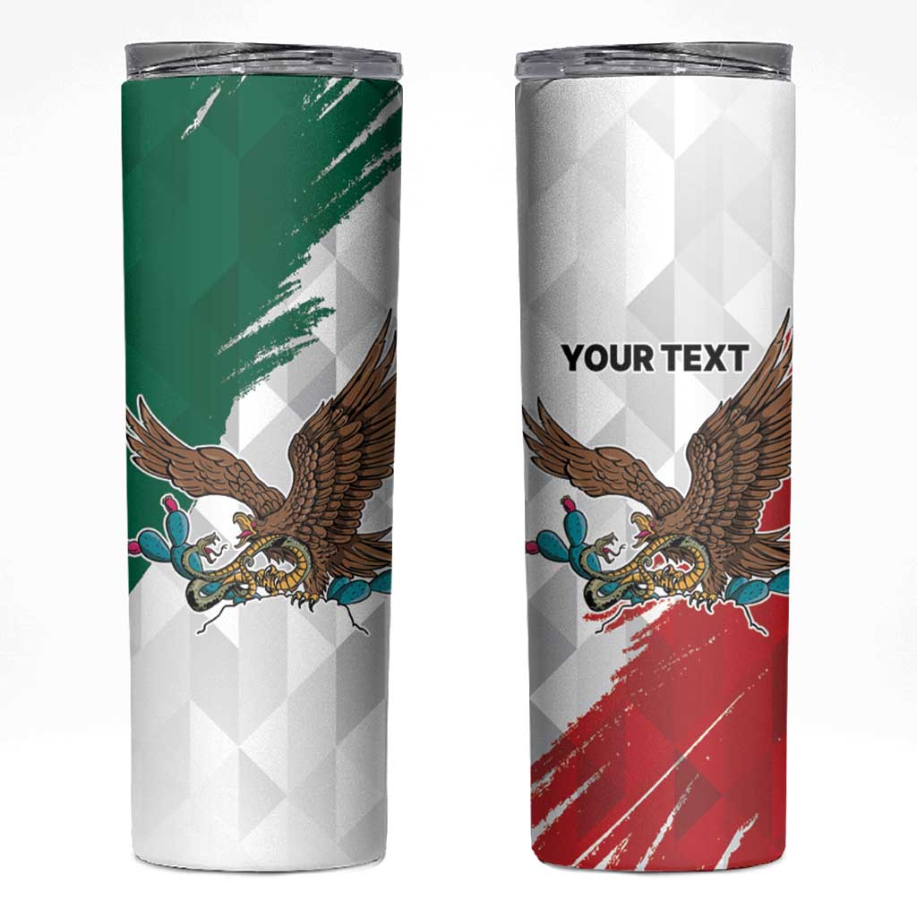 Eagle Devouring Snake Mexican Emblem Personalized Skinny Tumbler Grunge Flag Style