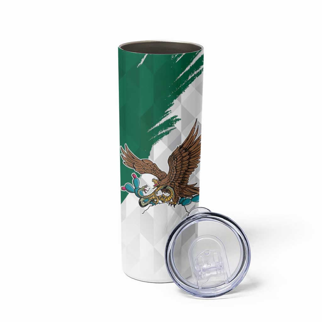 Eagle Devouring Snake Mexican Emblem Personalized Skinny Tumbler Grunge Flag Style