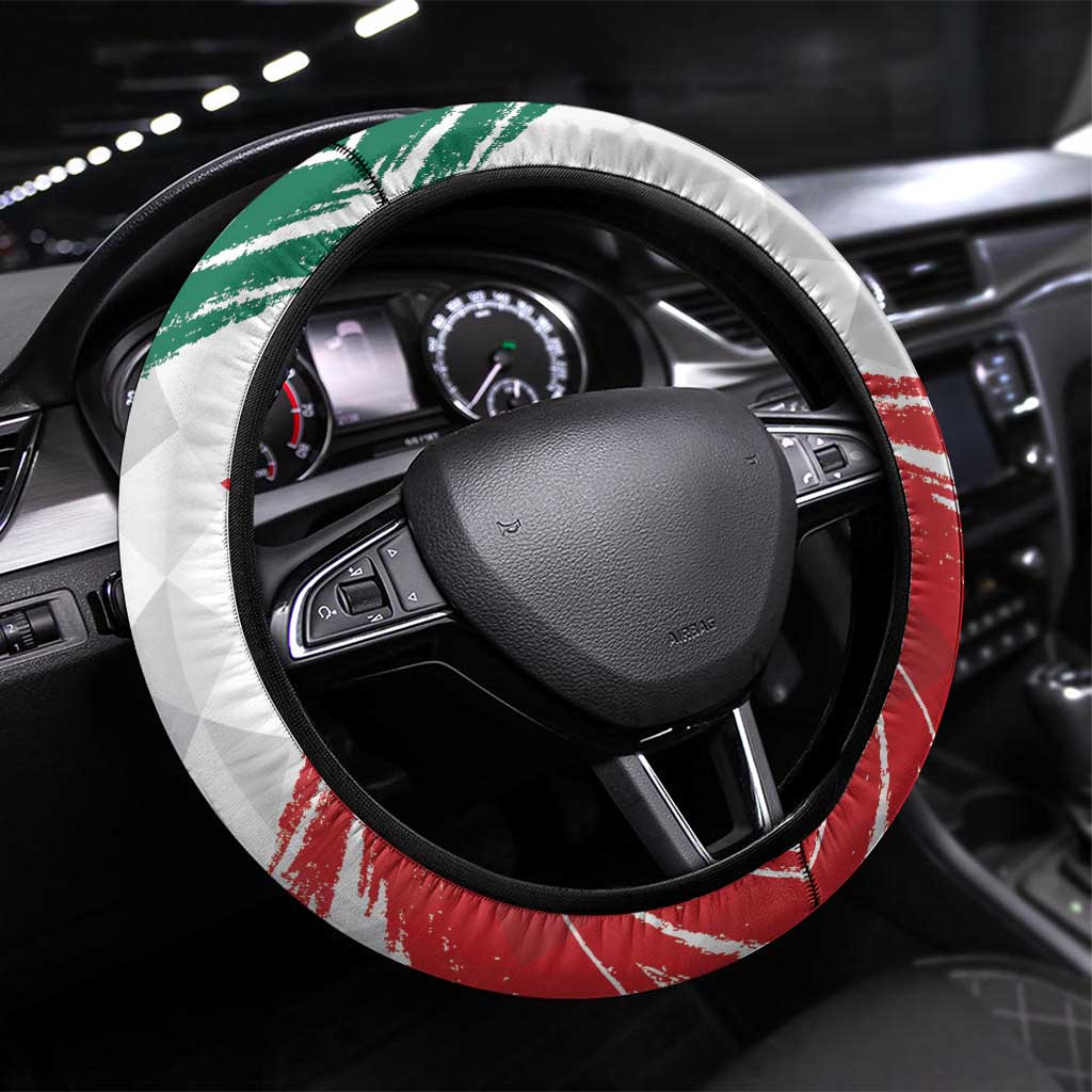 Eagle Devouring Snake Mexican Emblem Steering Wheel Cover Grunge Flag Style