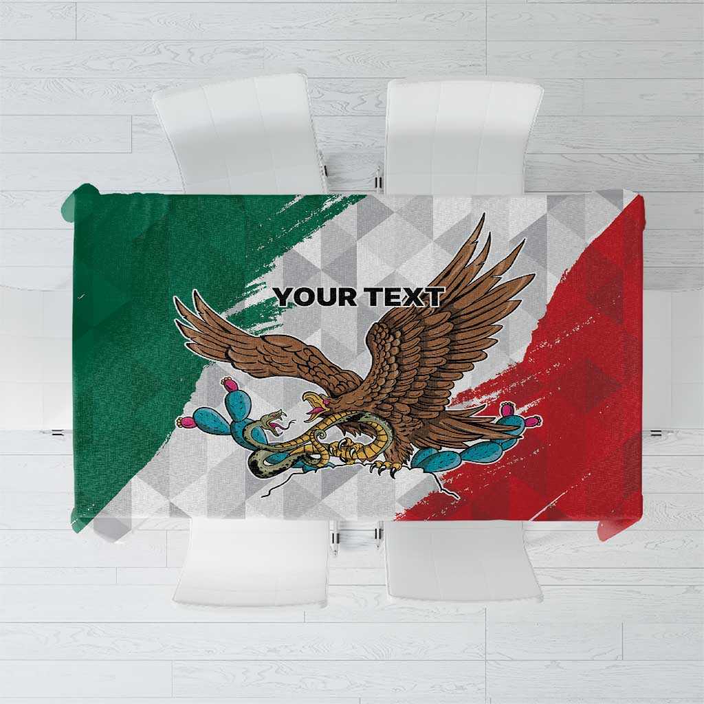 Eagle Devouring Snake Mexican Emblem Personalized Tablecloth Grunge Flag Style